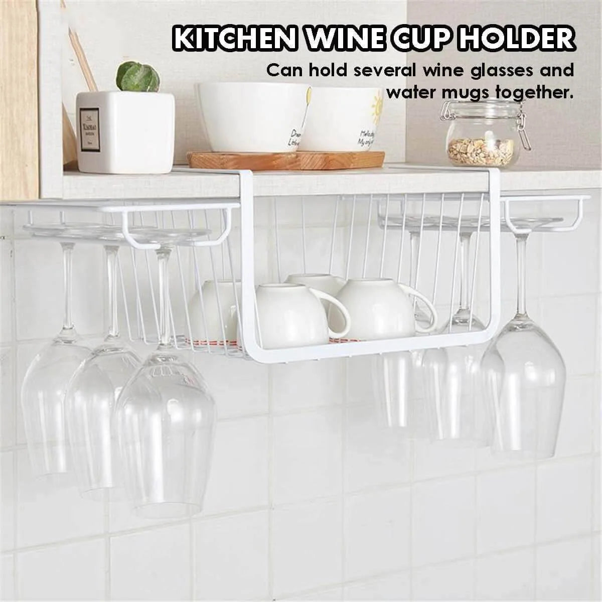 Stemware Rack Under Cabinet Iron Space-Saving