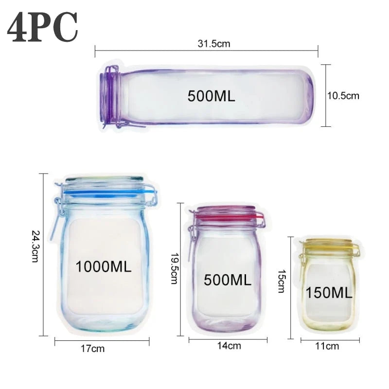 Storage Bags Transparent Reusable Foldable PET PE