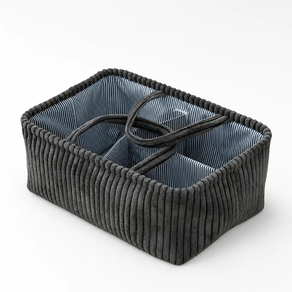 Storage Basket Polyester Multiple Compartments With Handles
