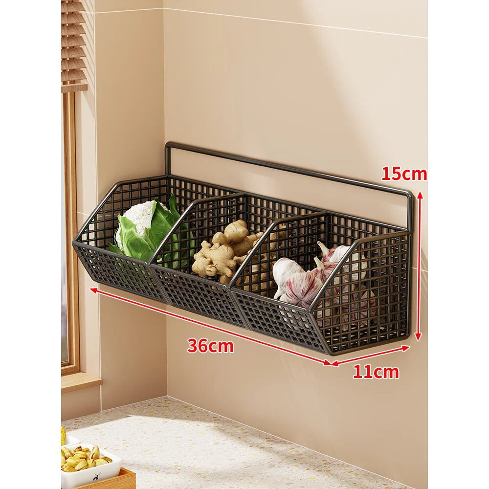 Storage Basket Wall-Mounted Ventilated Plastic