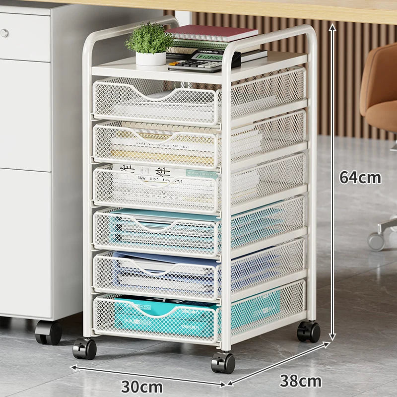 Storage Cart Ventilated Mesh Drawers Locking Swivel Casters