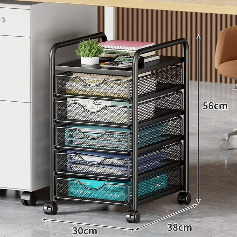 Storage Cart Ventilated Mesh Drawers Locking Swivel Casters