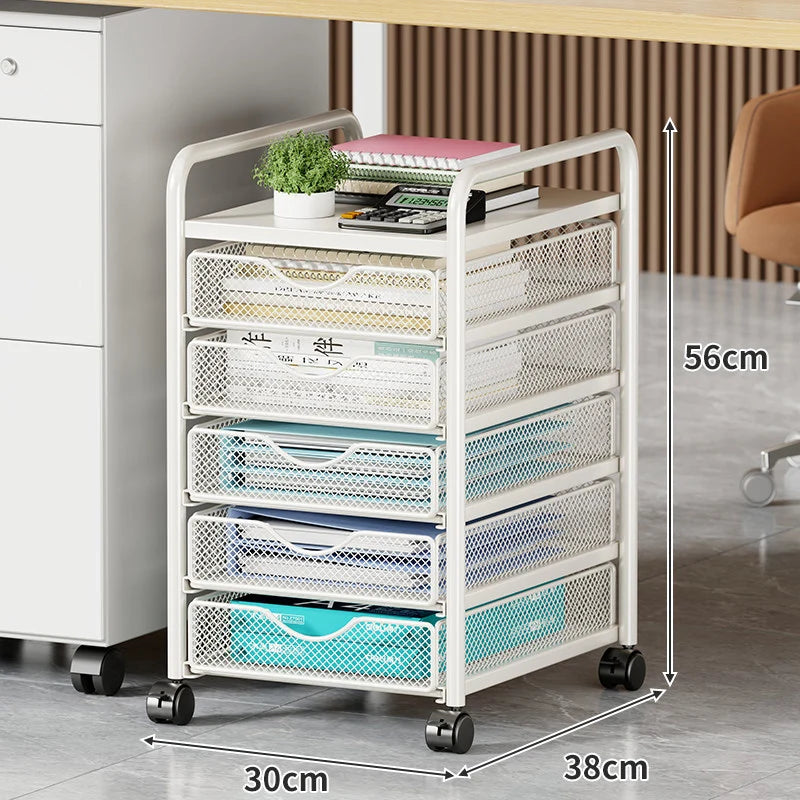 Storage Cart Ventilated Mesh Drawers Locking Swivel Casters