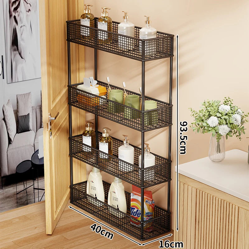 Storage Organizer Slim Freestanding Mesh Shelves for Narrow Gaps