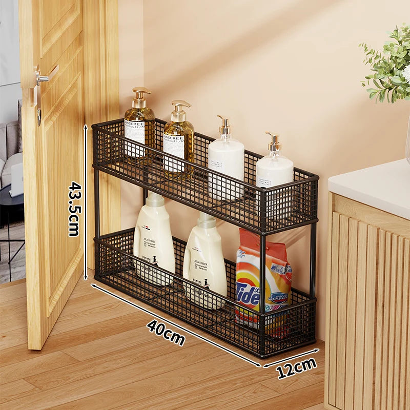 Storage Organizer Slim Freestanding Mesh Shelves for Narrow Gaps