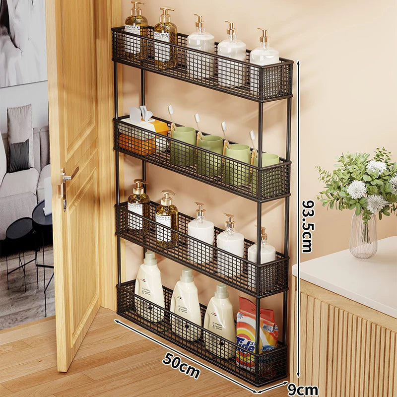 Storage Organizer Slim Freestanding Mesh Shelves for Narrow Gaps