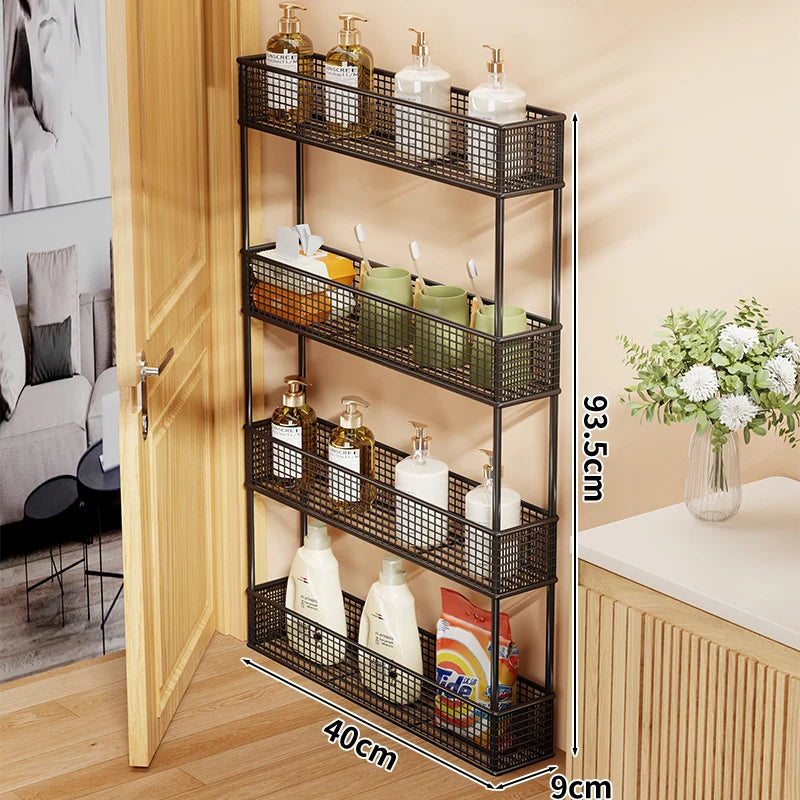 Storage Organizer Slim Freestanding Mesh Shelves for Narrow Gaps