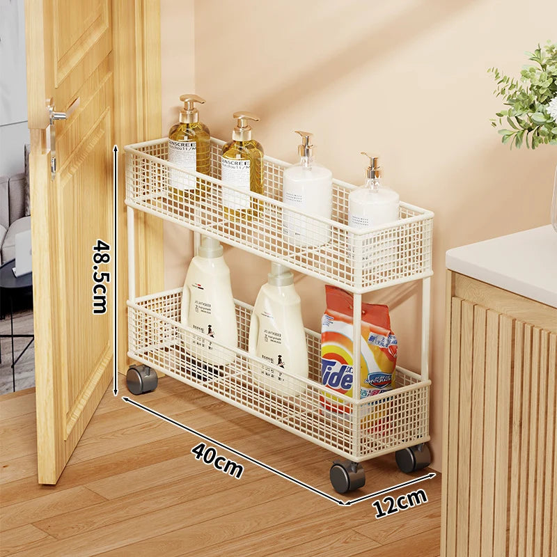 Storage Organizer Slim Freestanding Mesh Shelves for Narrow Gaps