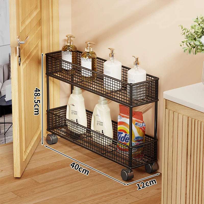 Storage Organizer Slim Freestanding Mesh Shelves for Narrow Gaps