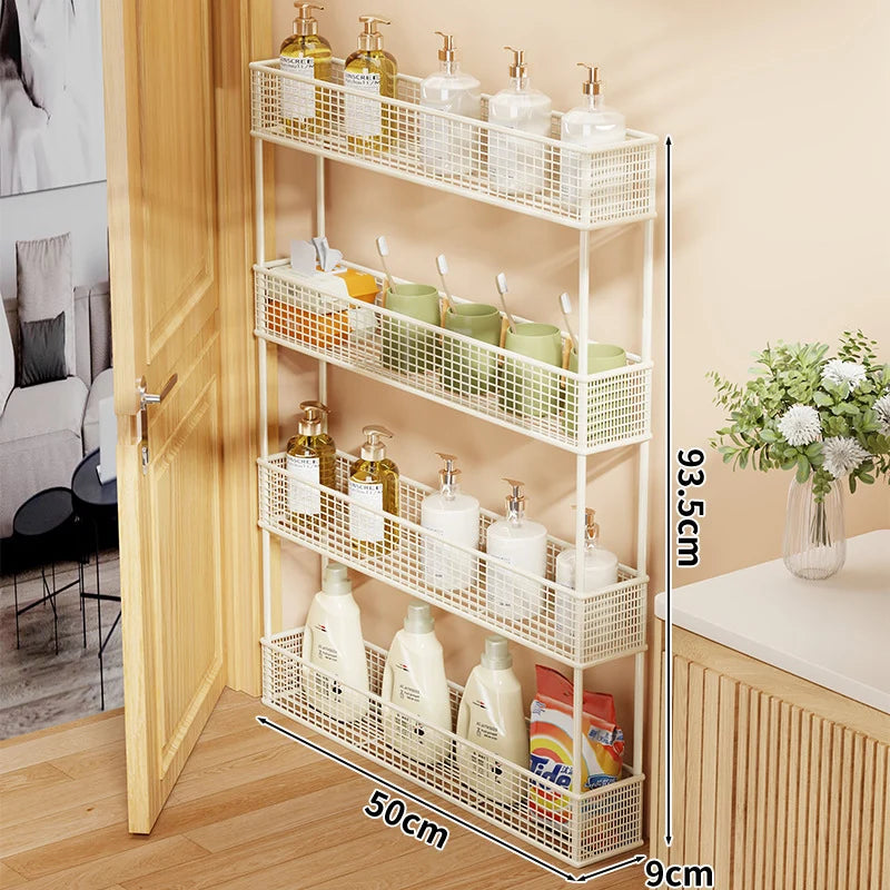 Storage Organizer Slim Freestanding Mesh Shelves for Narrow Gaps