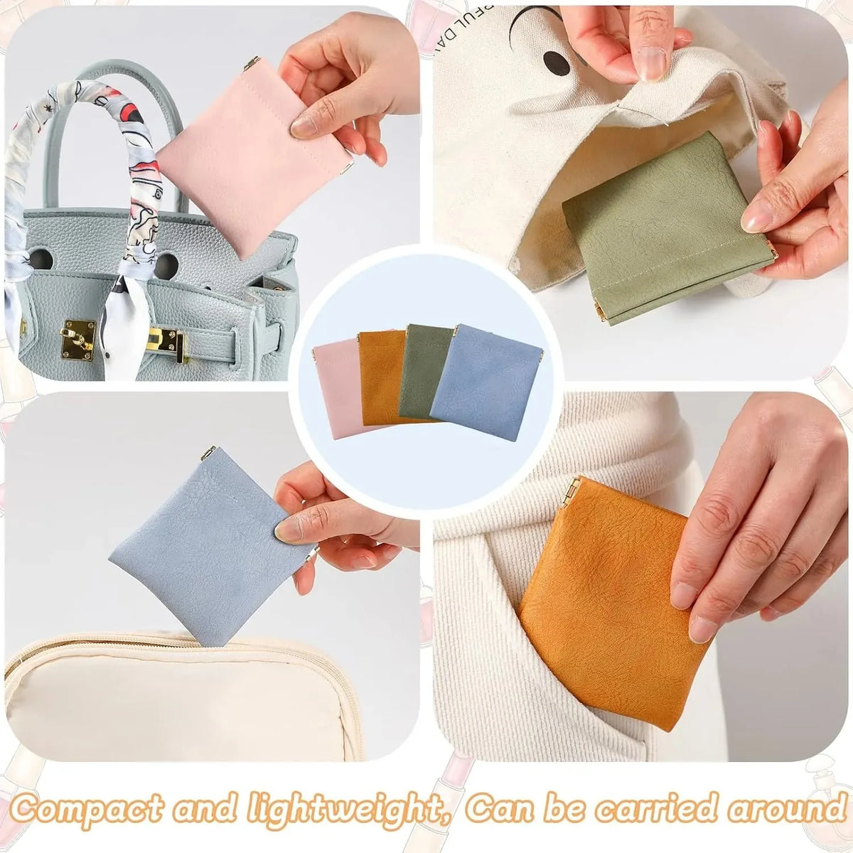 Storage Pouch Set One-Hand Squeeze Opening Color-Coded 4-Pack