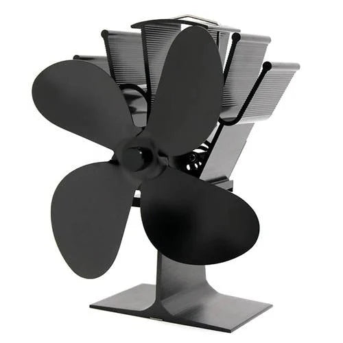 Stove Fan Heat-Powered Automatic Operation Aluminum 4-Blade