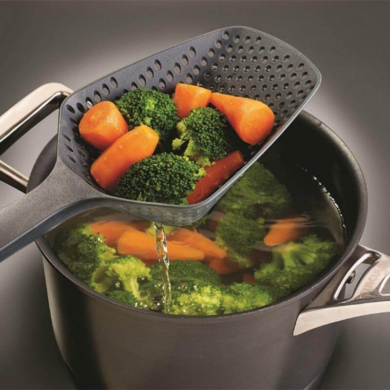 Strainer Spoon Plastic Dishwasher-Safe S scoop-and-Drain Design