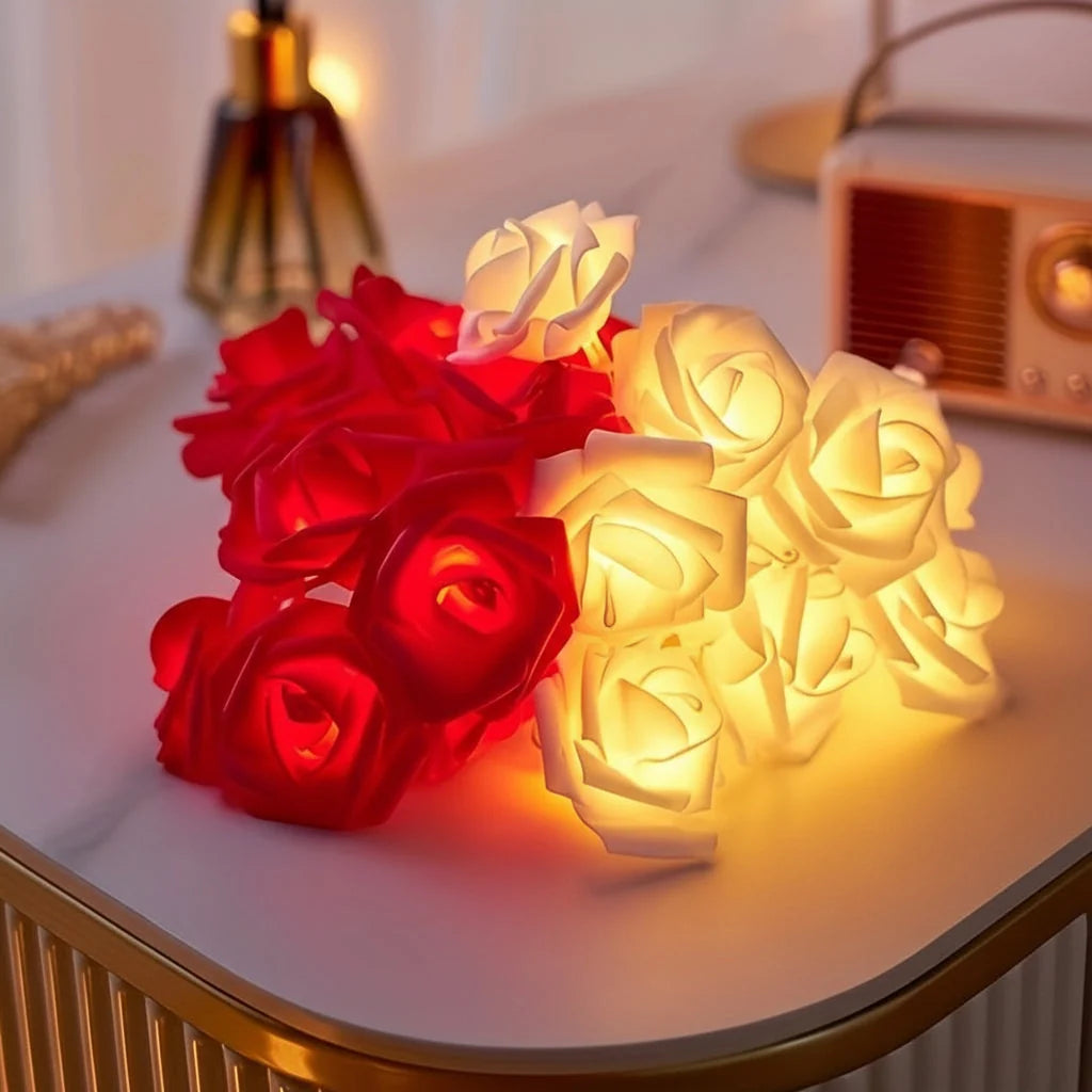 String Lights Fabric Rose Diffused Warm Glow