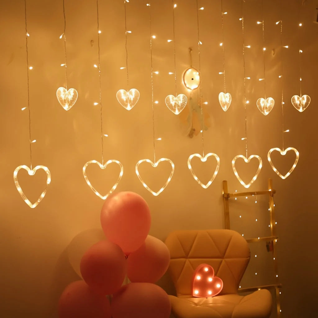 String Lights Heart-Shaped Warm White Battery & USB Powered