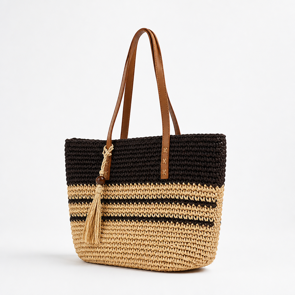 Structured Raffia Tote Bag (Durable Handles)