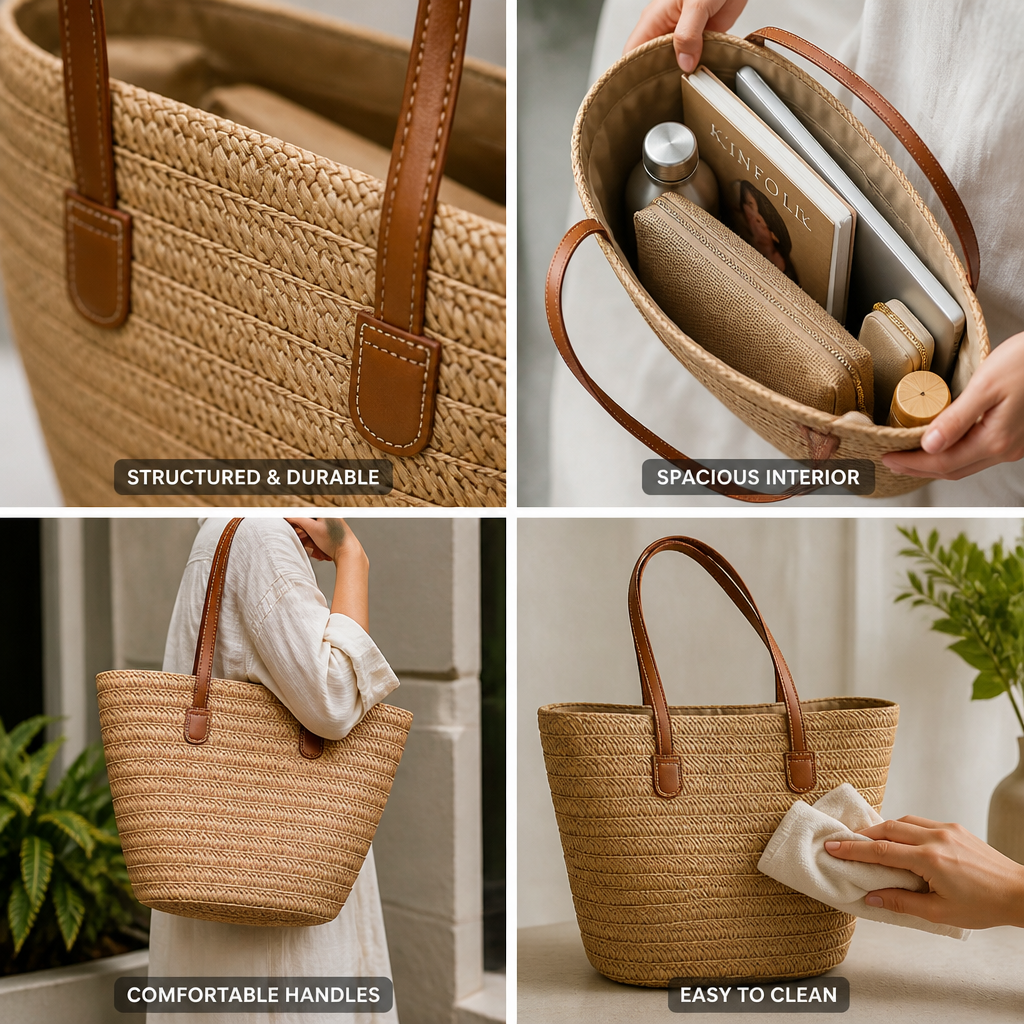 Structured Sustainable Handbag With Ergonomic Handles