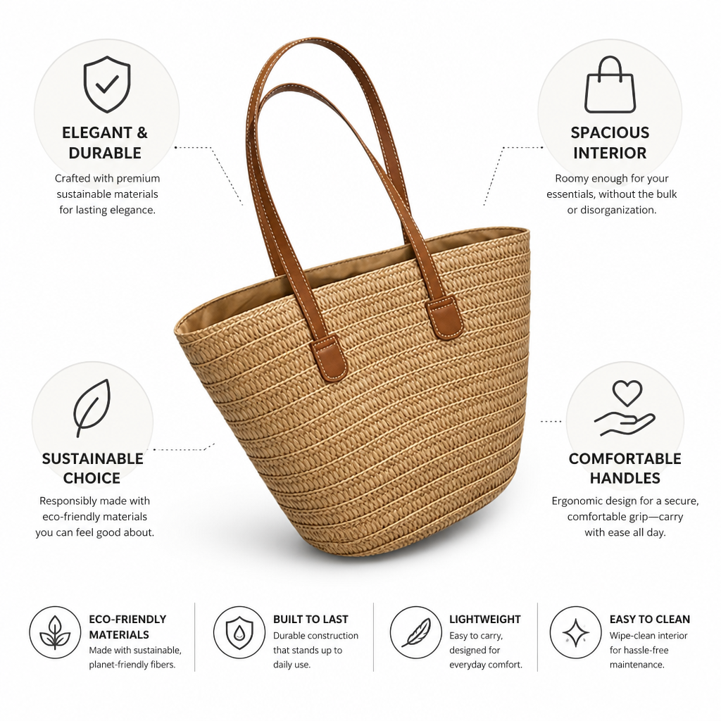 Structured Sustainable Handbag With Ergonomic Handles