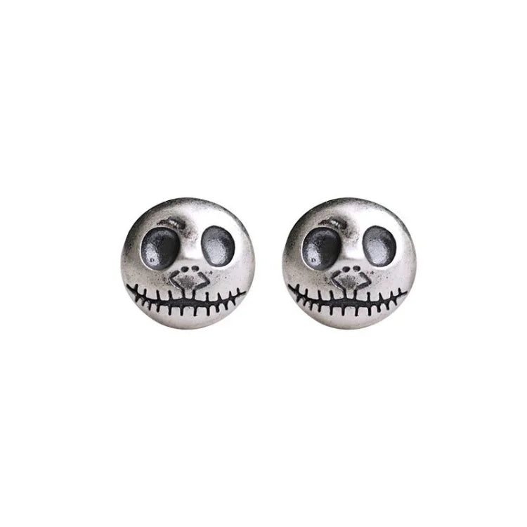 Stud Earrings 925 Sterling Silver Pumpkin Skull Post Back