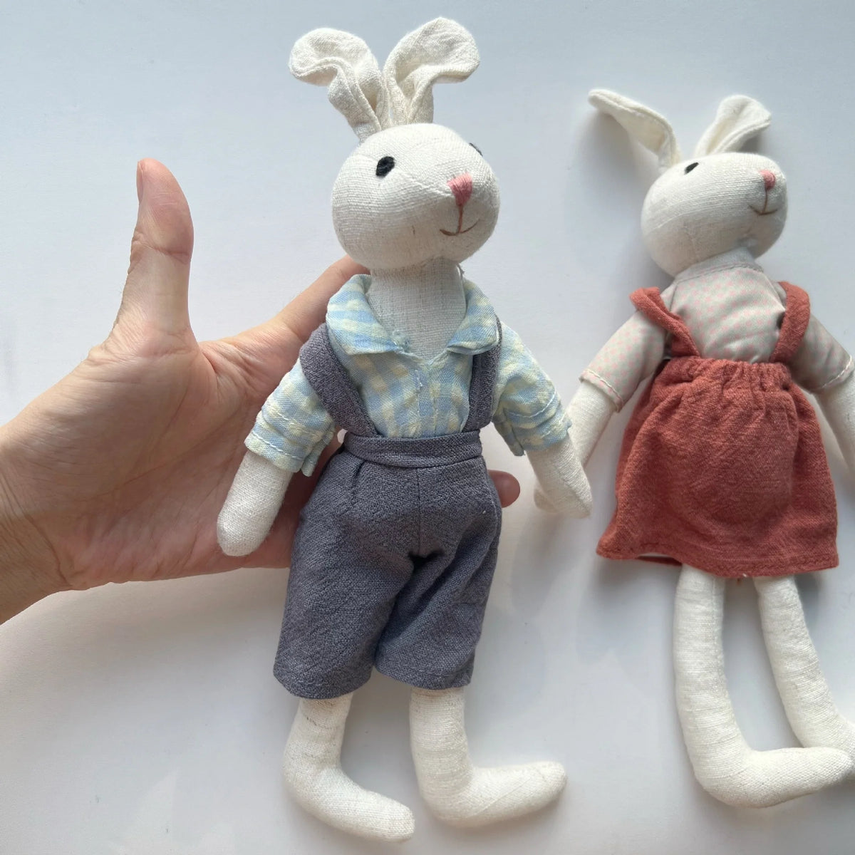 Stuffed Animal Doll Cotton-Linen Embroidered Details