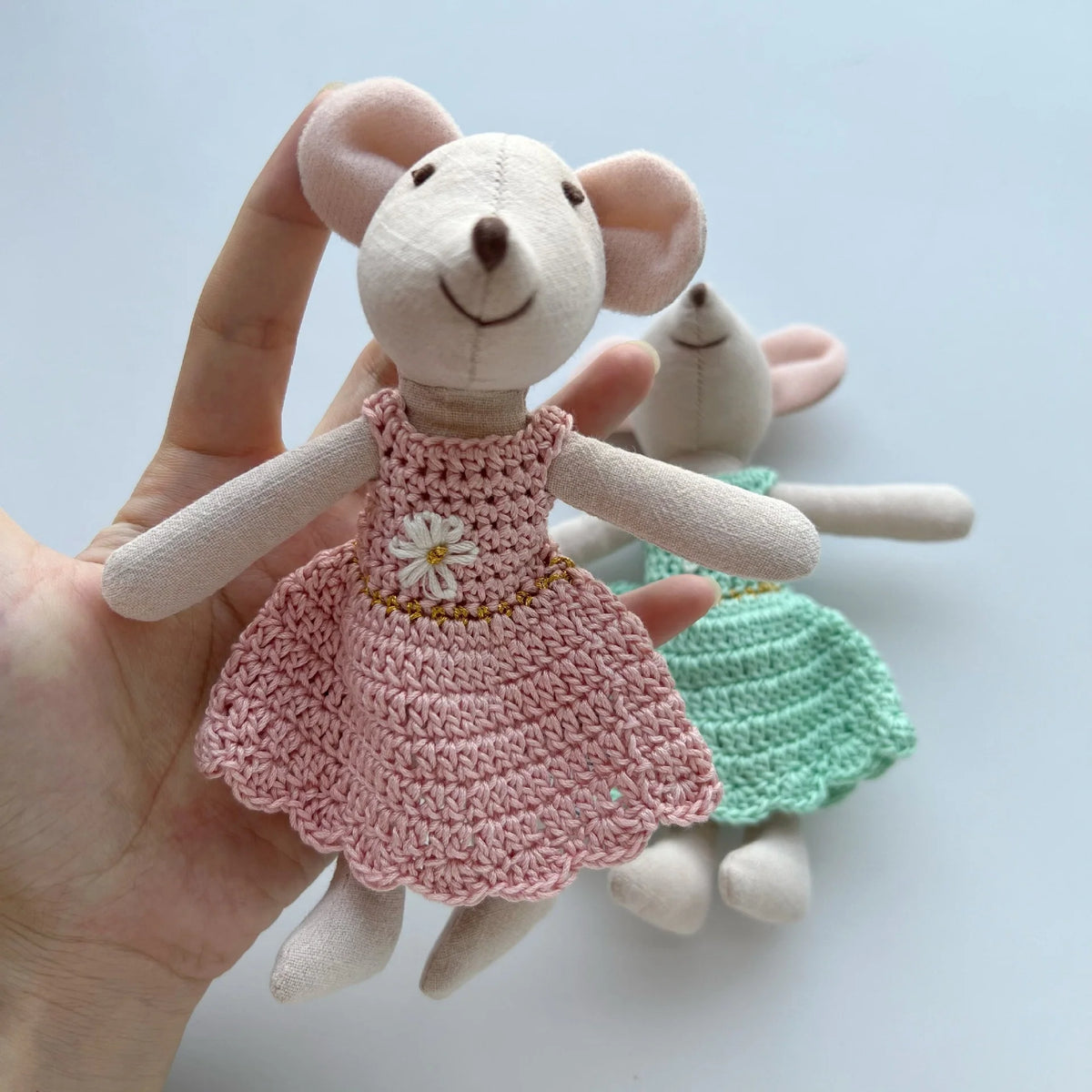 Stuffed Animal Doll Cotton-Linen Embroidered Details