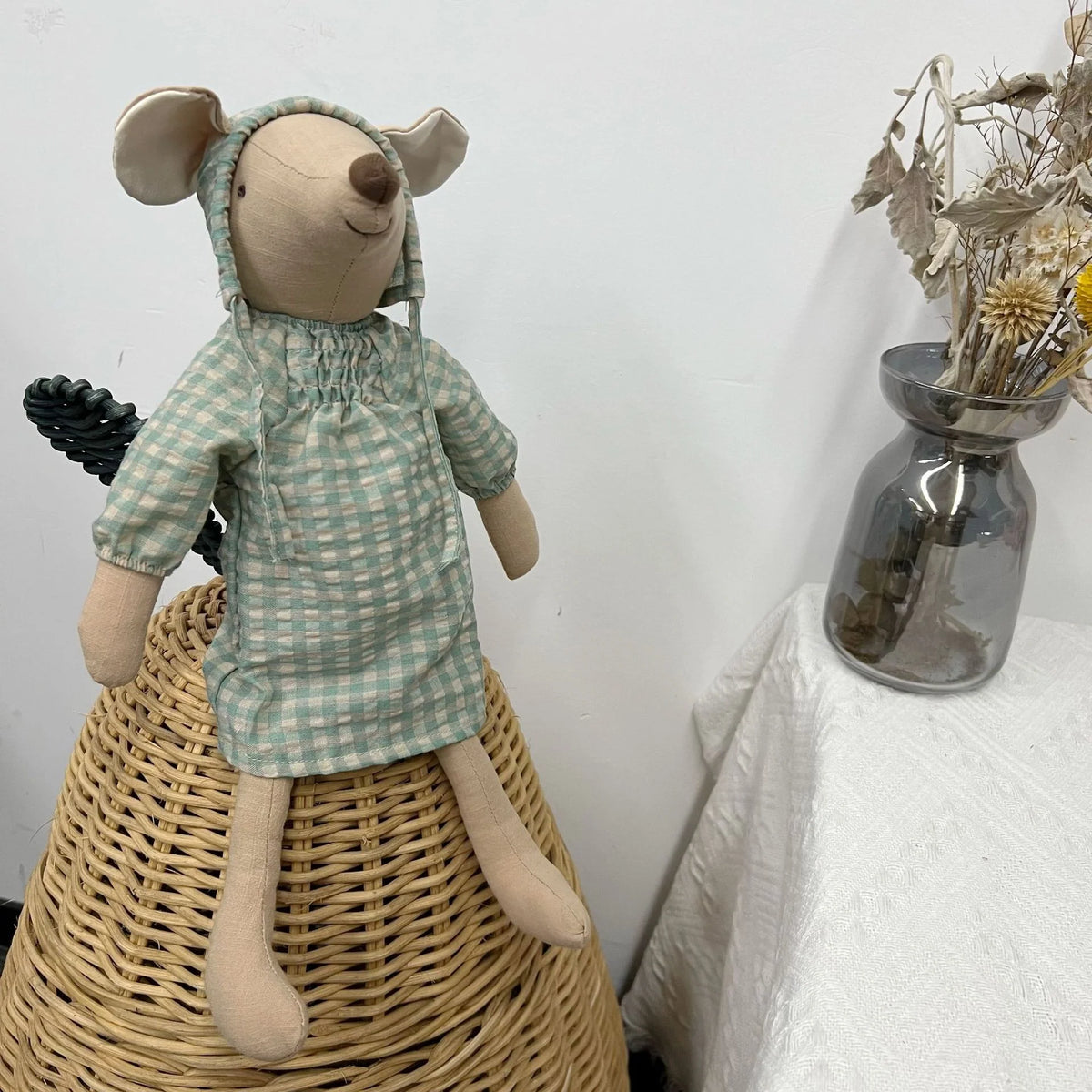 Stuffed Animal Doll Cotton-Linen Embroidered Details