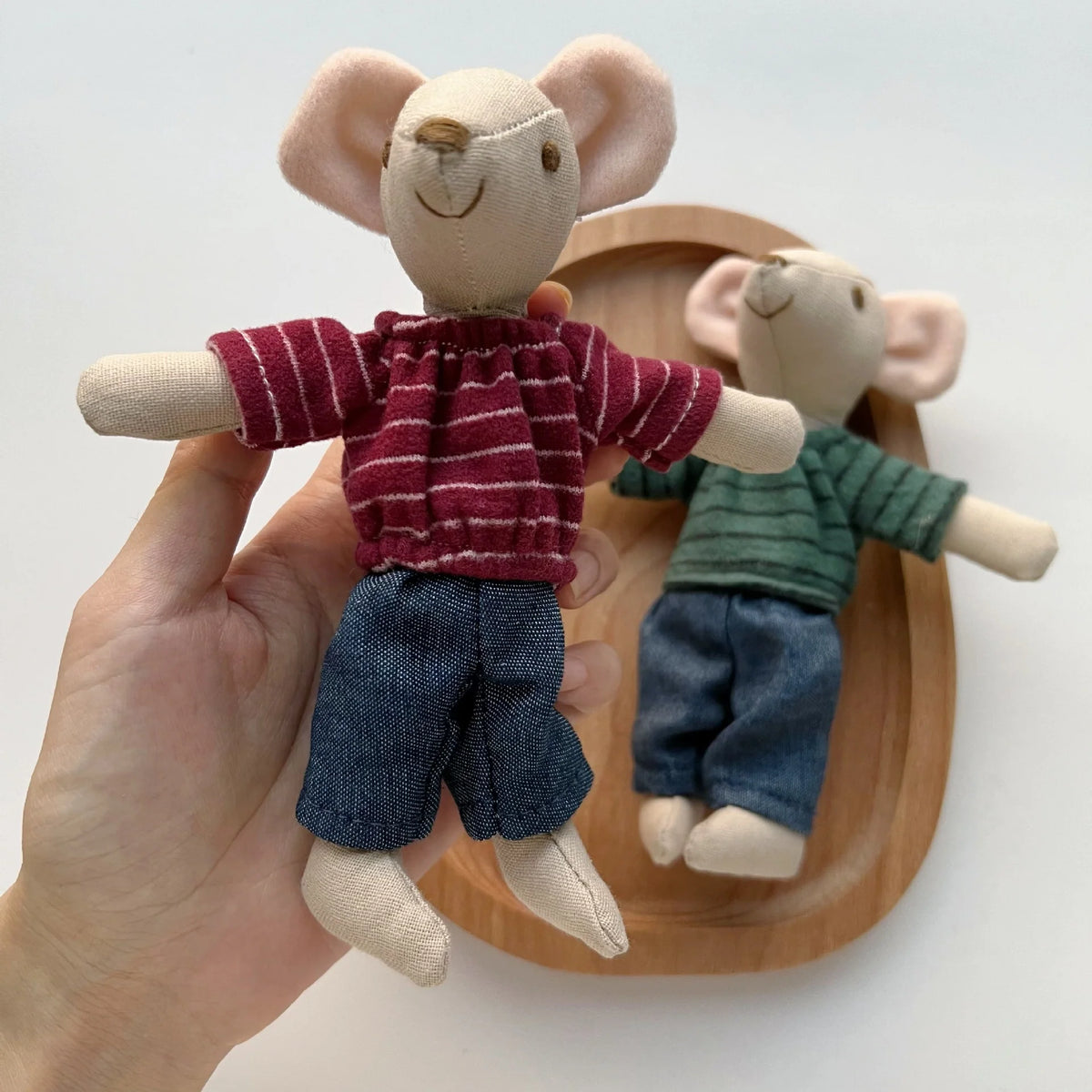 Stuffed Animal Doll Cotton-Linen Embroidered Details