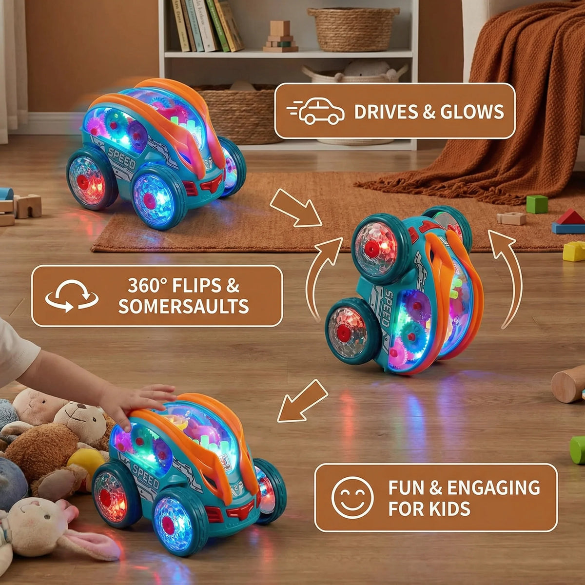 Stunt Car Rechargeable 360-Degree Flips & Multicolor LED