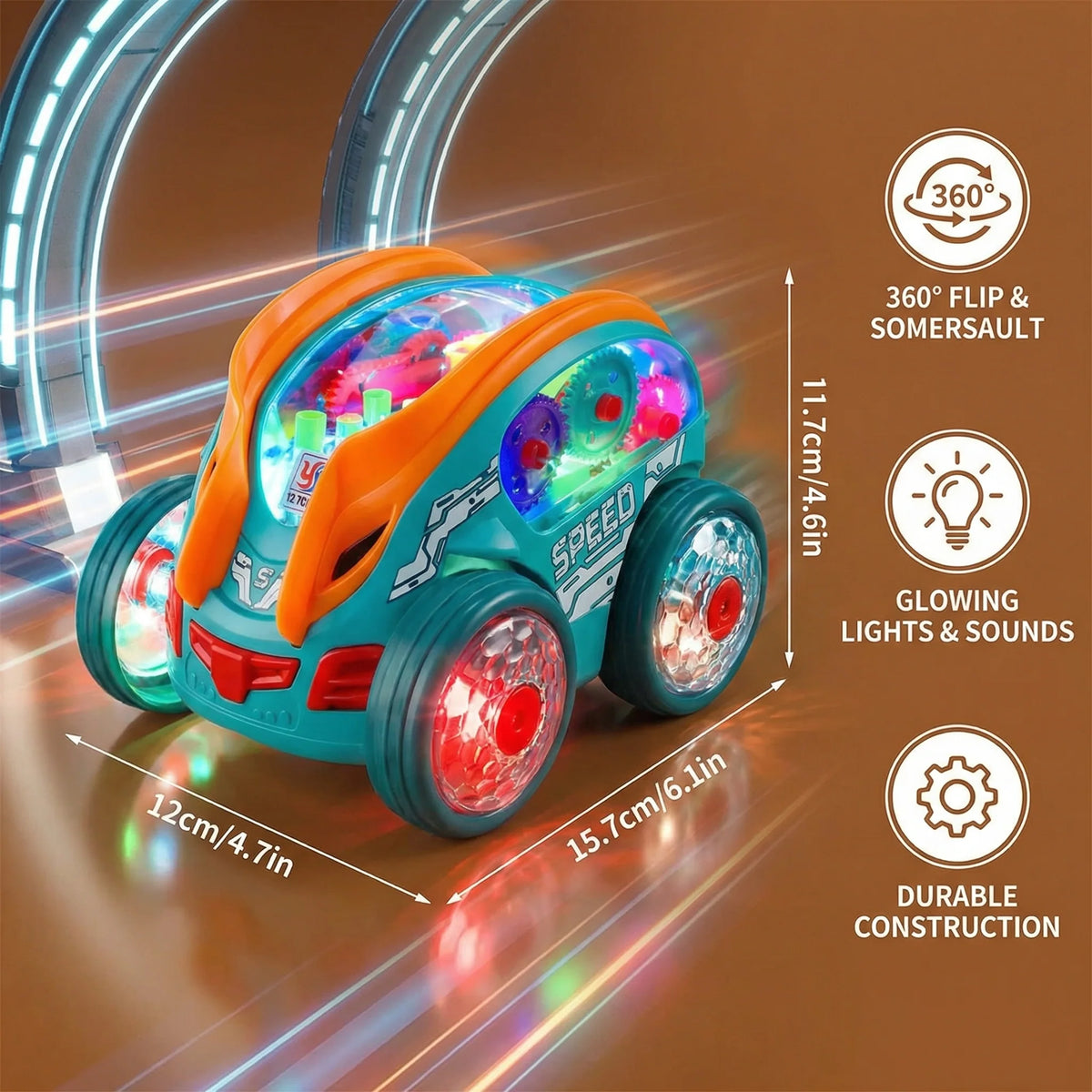 Stunt Toy Car Flipping & Spinning Rechargeable LED Lights
