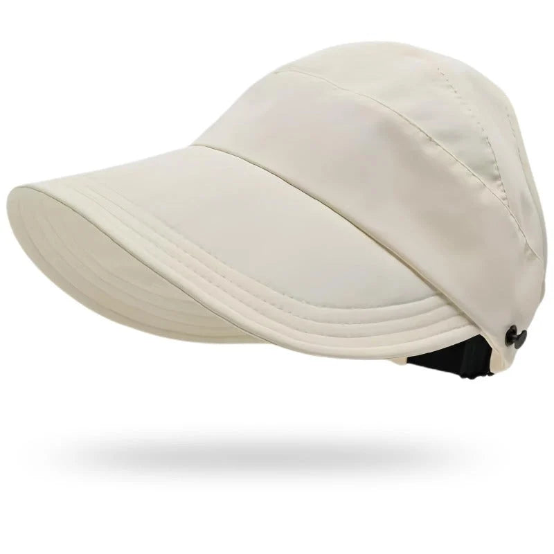 Sun Hat Ponytail-Friendly Open Crown Wide Brim Quick-Dry Fabric