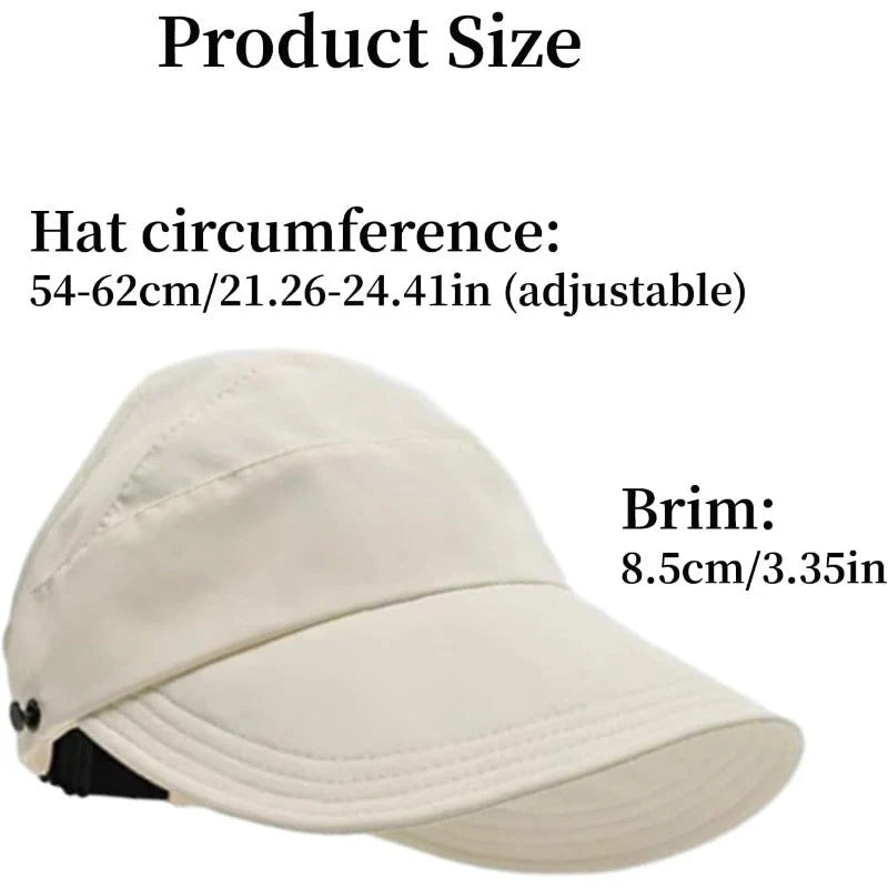 Sun Hat Ponytail-Friendly Open Crown Wide Brim Quick-Dry Fabric