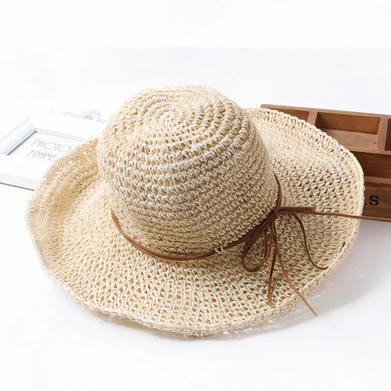 Sun Hat Wide Brim Breathable Straw Foldable & Adjustable