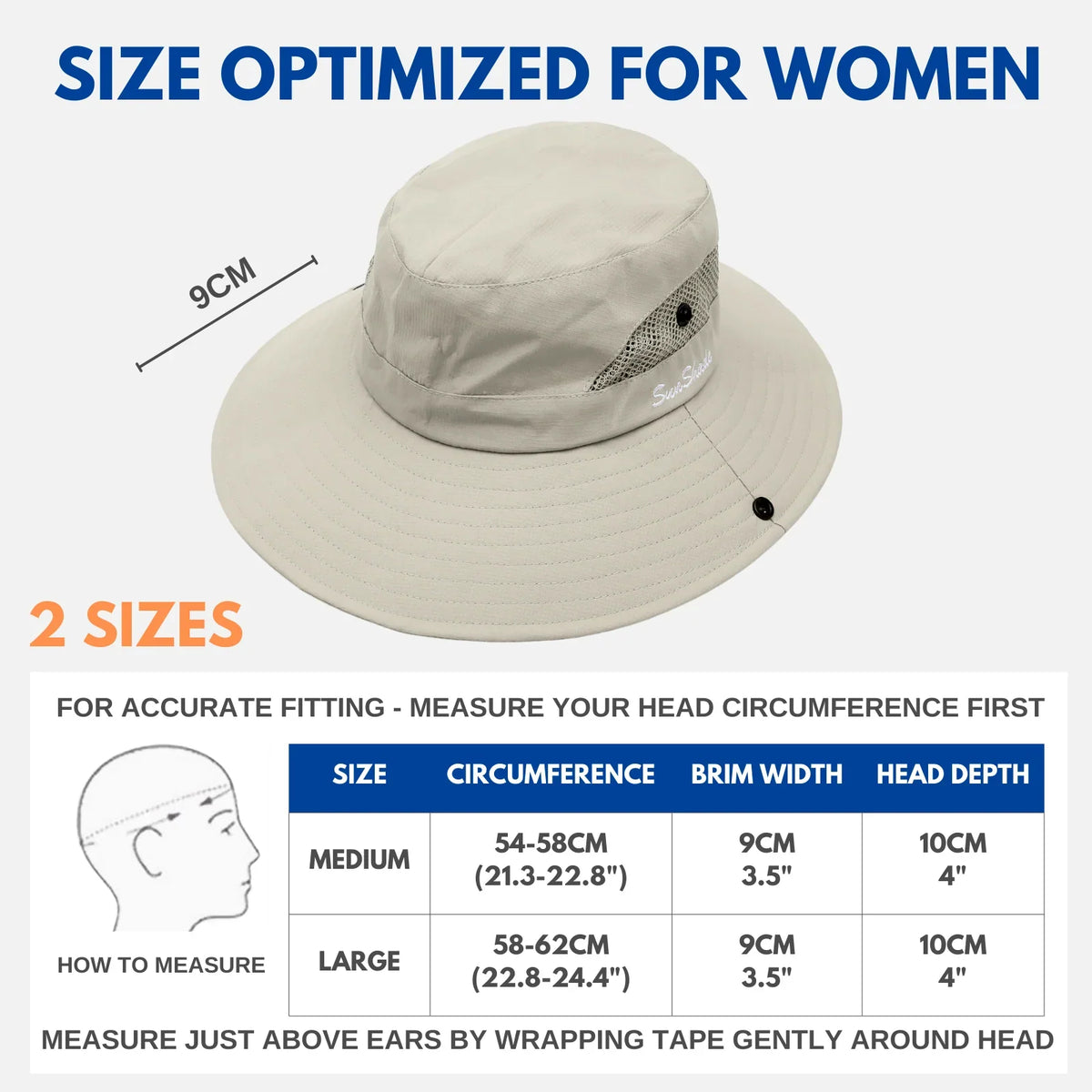 Sun Hat Wide Brim UPF 50 Ponytail Opening