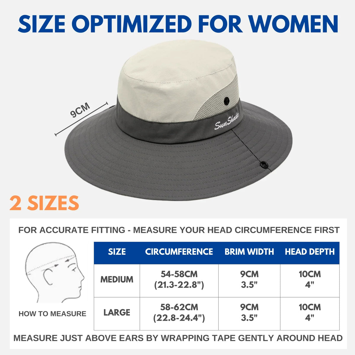 Sun Hat Wide Brim UPF 50 Ponytail Opening