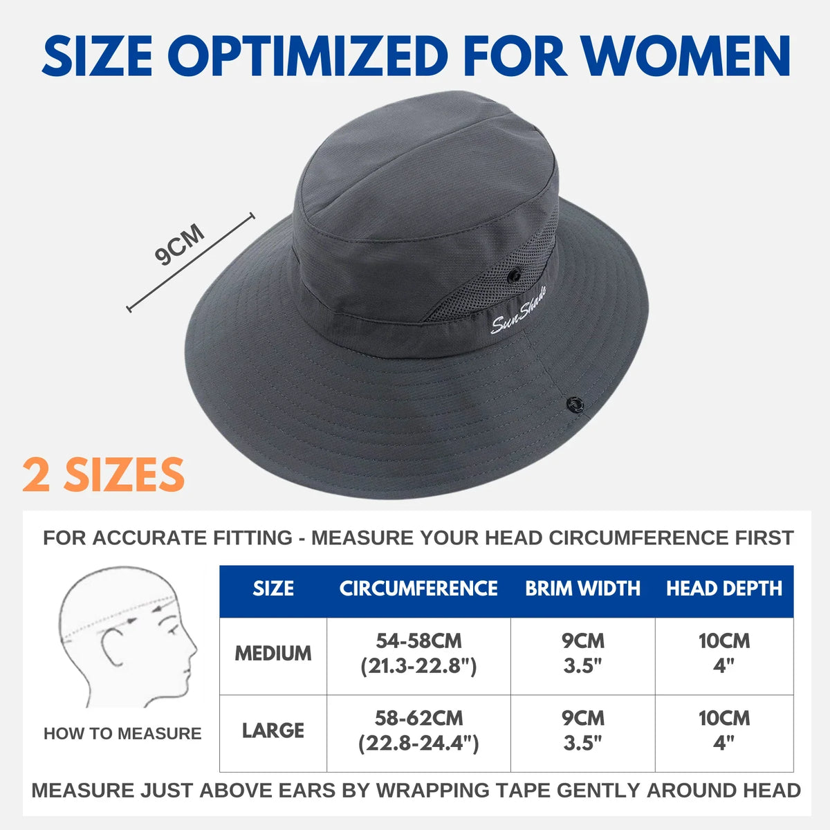 Sun Hat Wide Brim UPF 50 Ponytail Opening