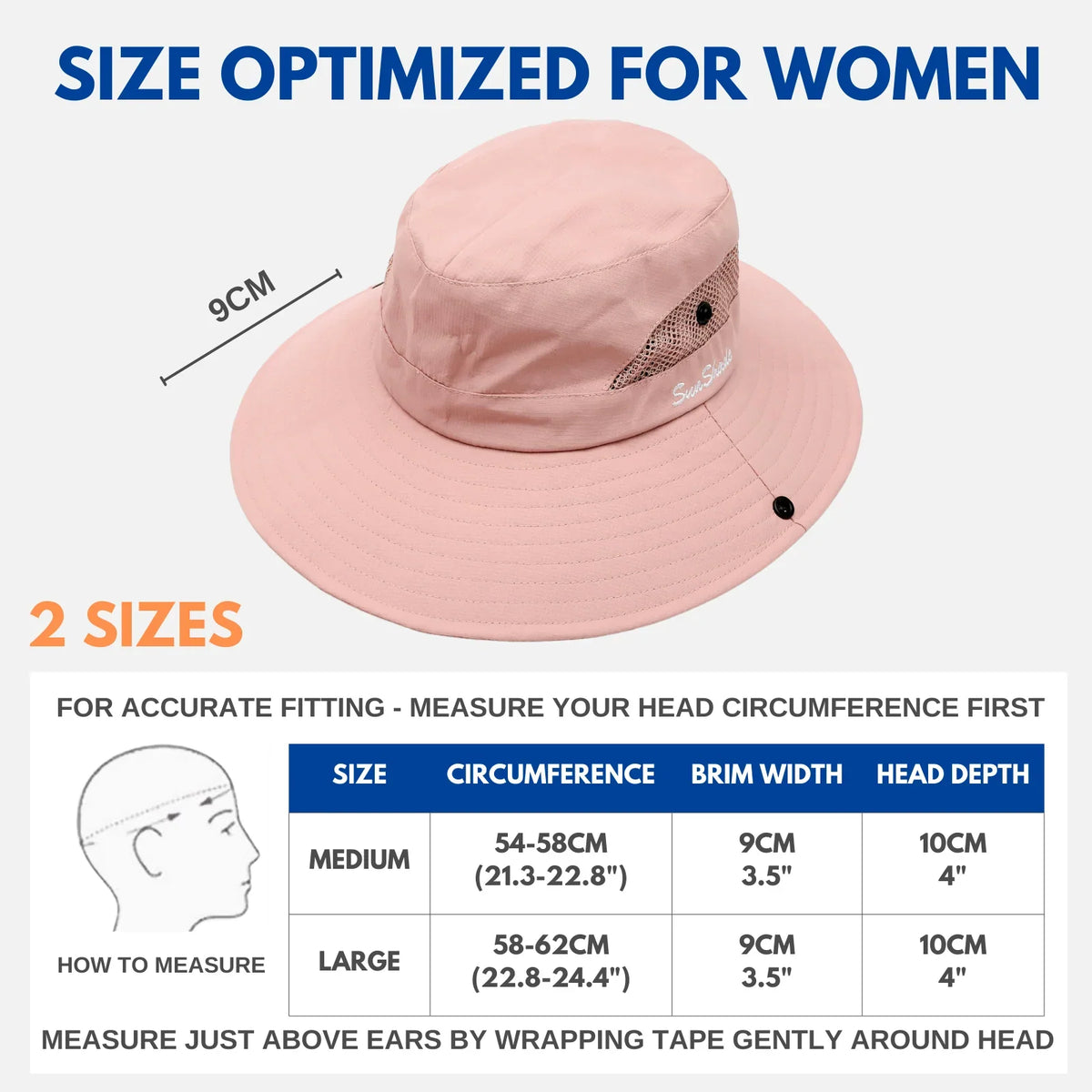 Sun Hat Wide Brim UPF 50 Ponytail Opening