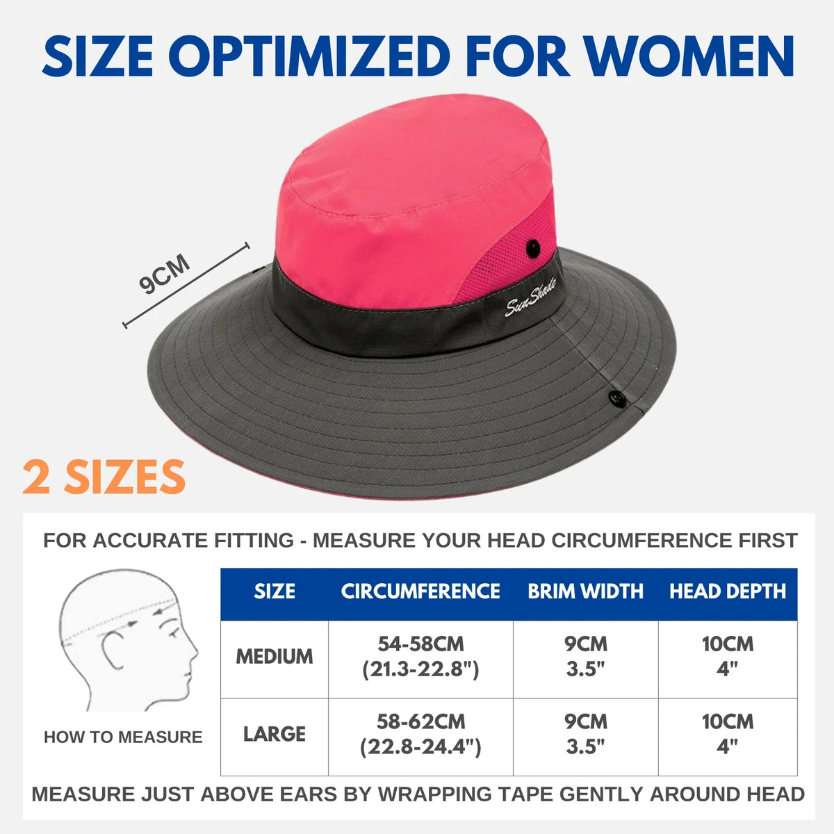 Sun Hat Wide Brim UPF 50 Ponytail Opening