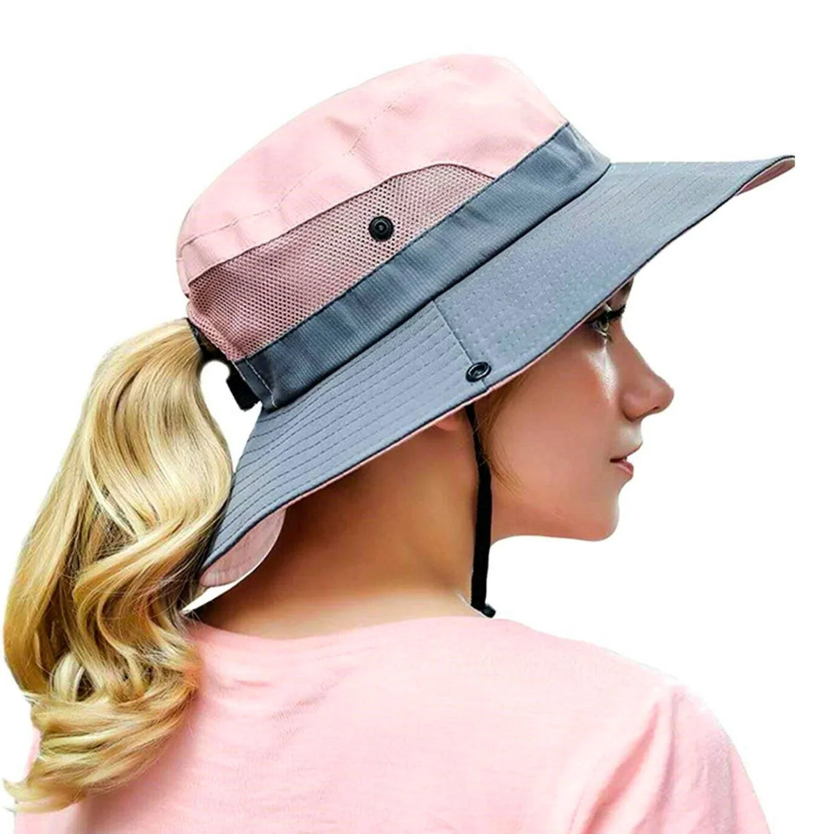 Sun Hat Wide Brim UPF 50 Ponytail Opening