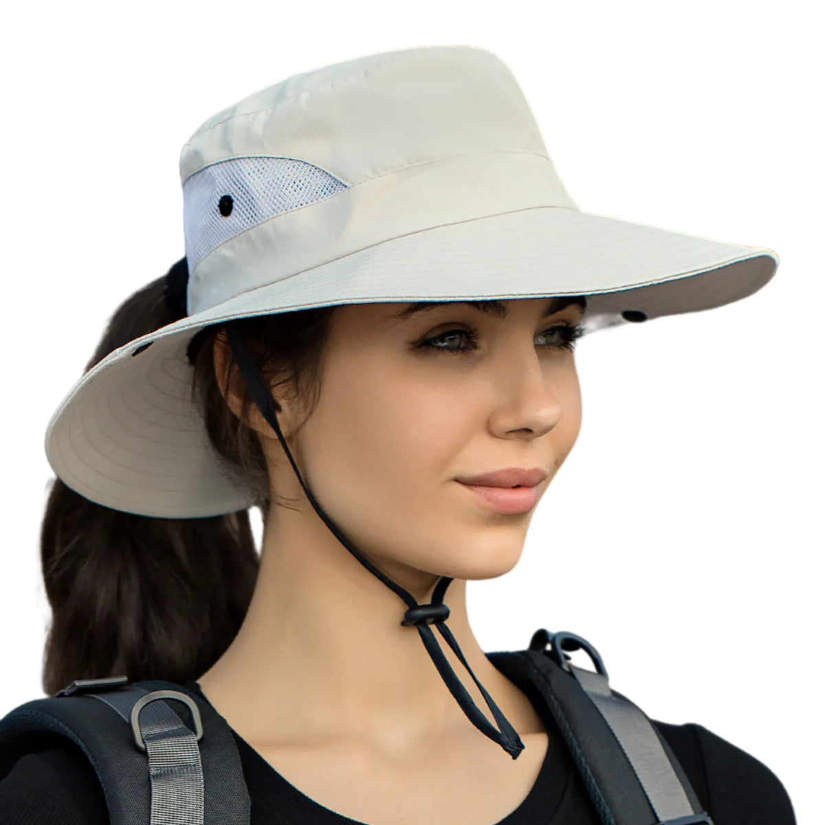 Sun Hat Wide Brim UPF 50 Ponytail Opening