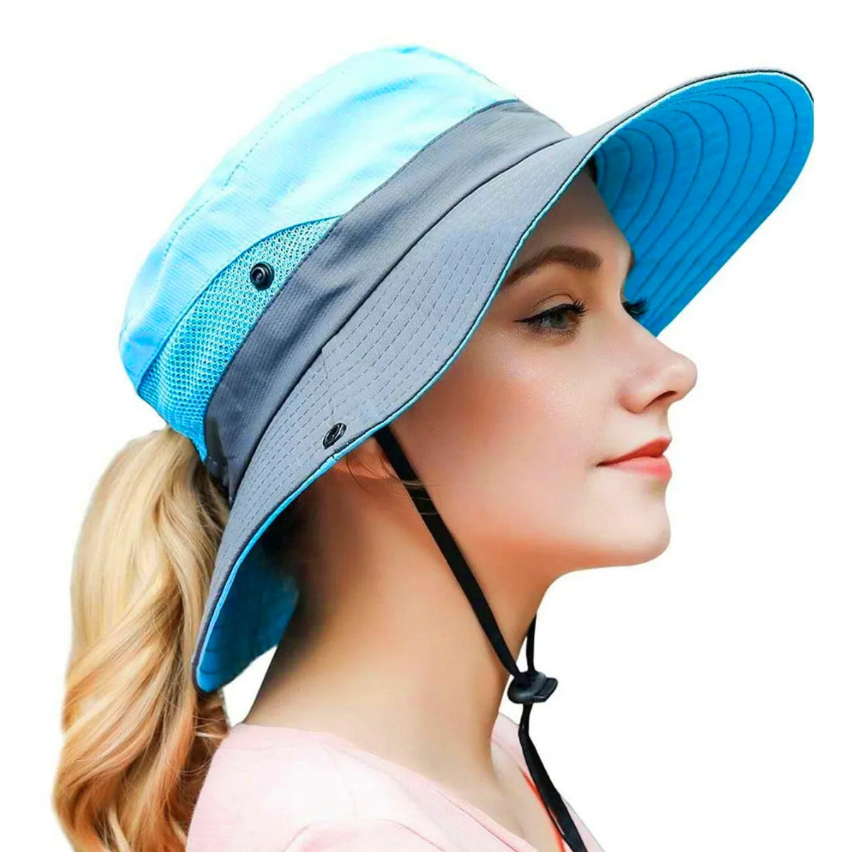 Sun Hat Wide Brim UPF 50 Ponytail Opening