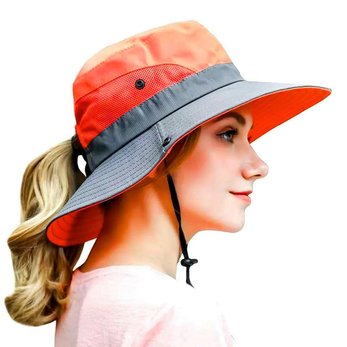 Sun Hat Wide Brim UPF 50 Ponytail Opening