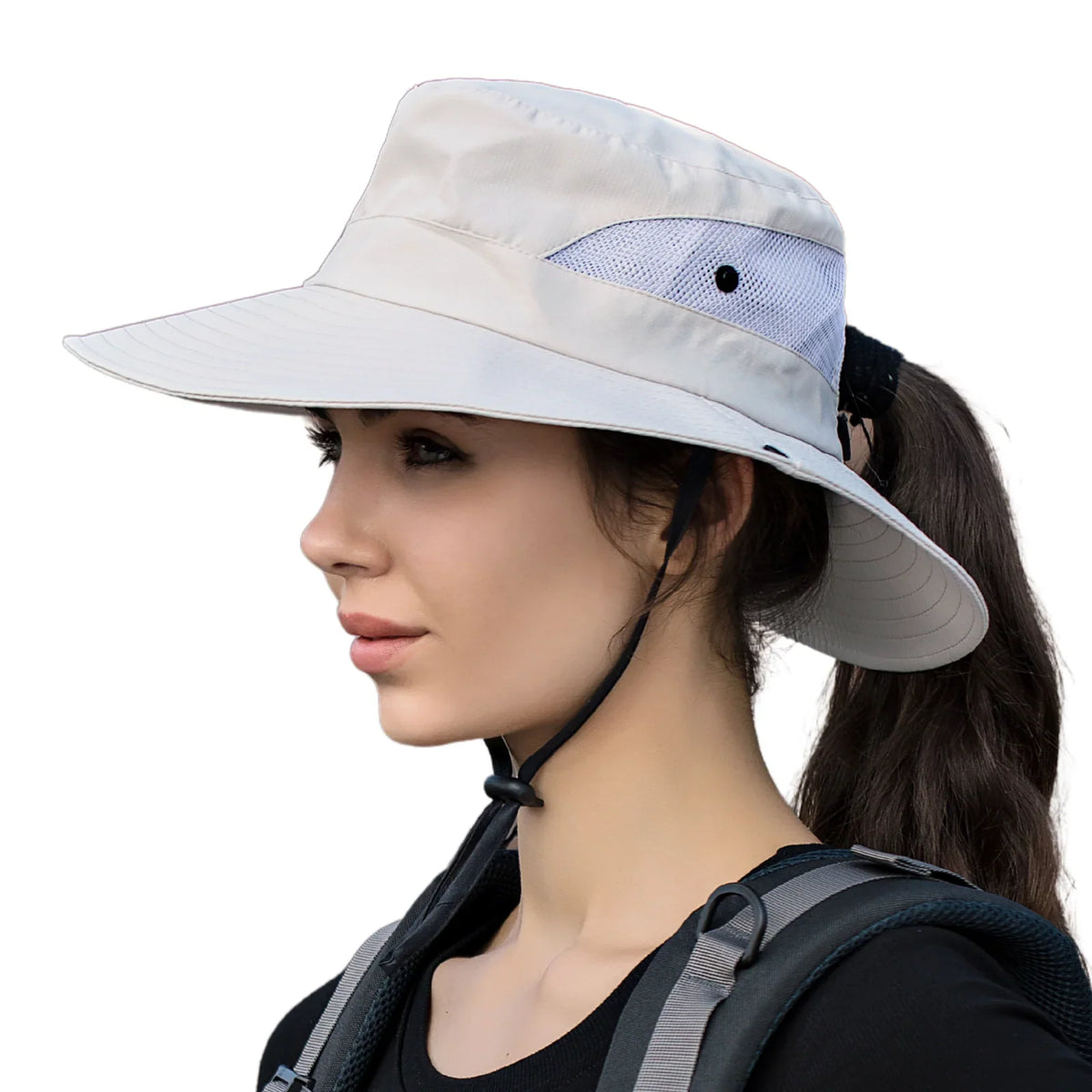 Sun Hat Wide Brim UPF 50 Ponytail Opening