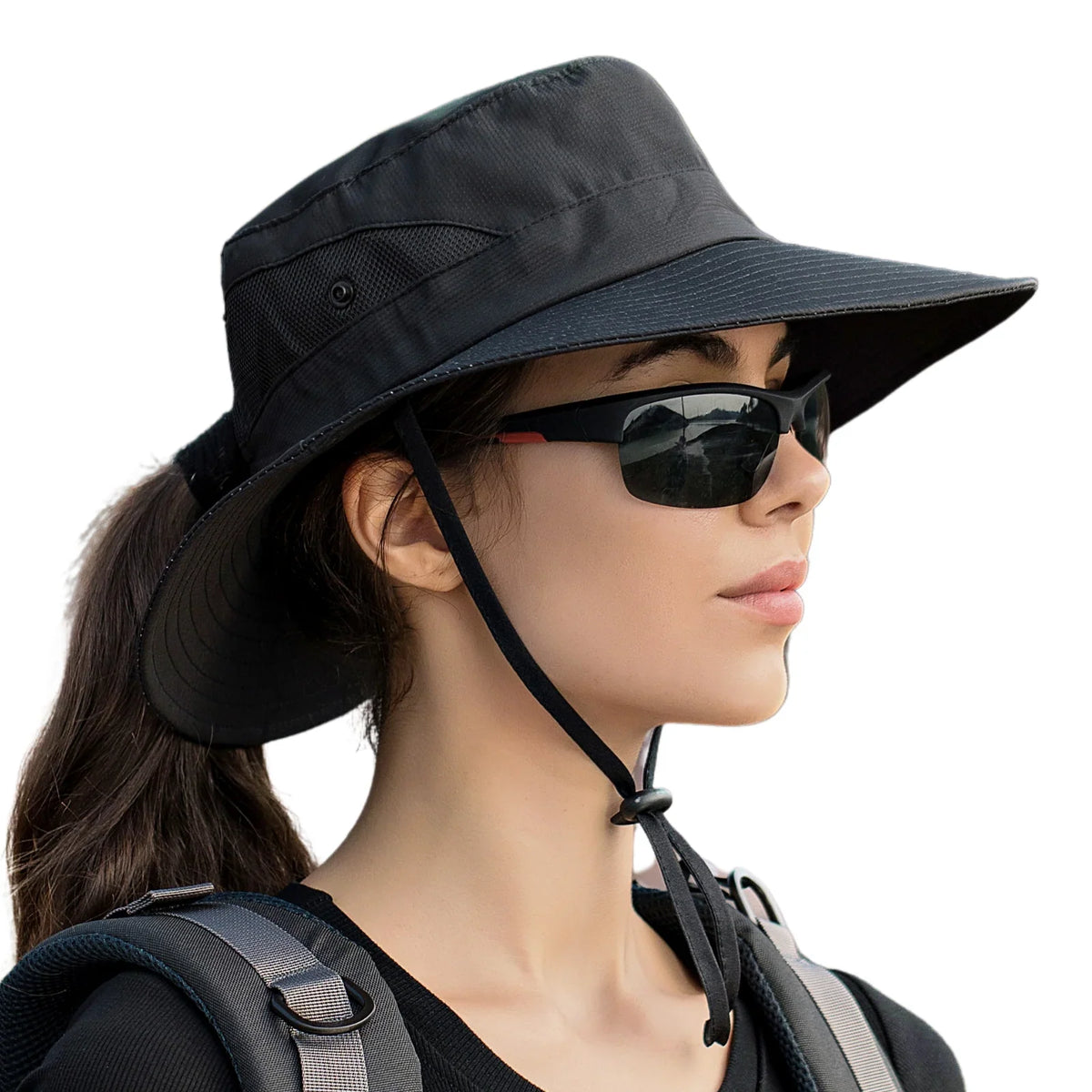 Sun Hat Wide Brim UPF 50 Ponytail Opening