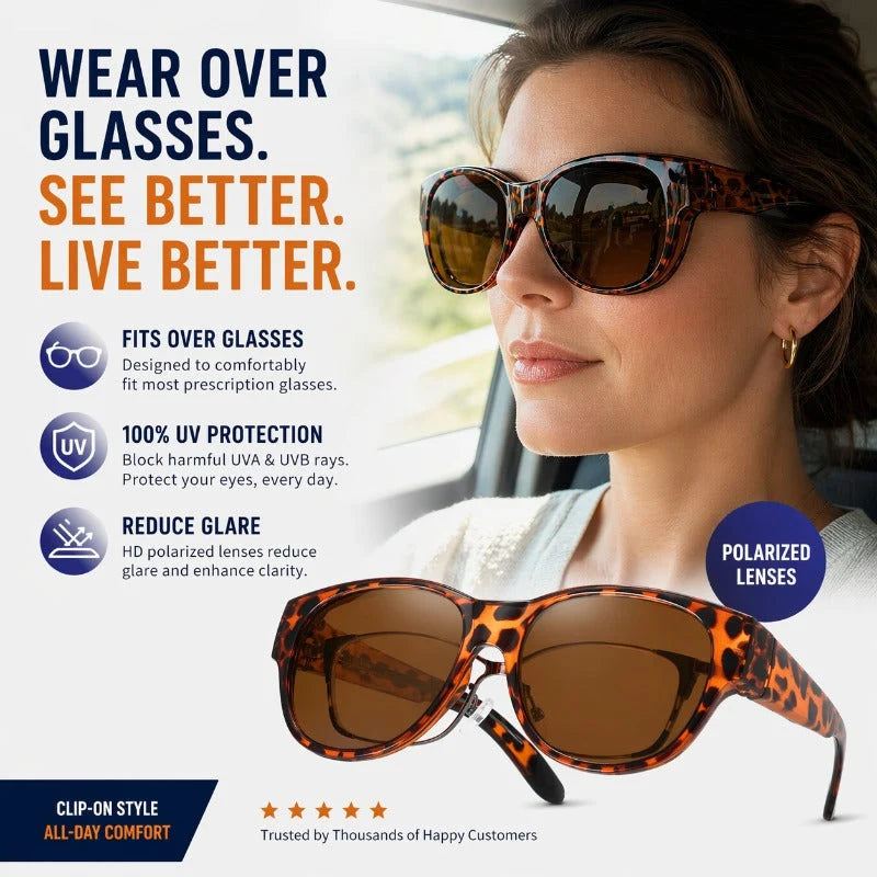 Sunglasses Over Glasses Polarized UV400 Cat-Eye Design