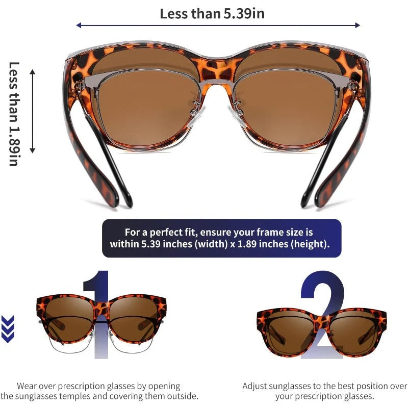 Sunglasses Over Glasses Polarized UV400 Cat-Eye Design