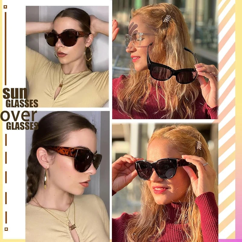 Sunglasses Over Glasses Polarized UV400 Cat-Eye Design