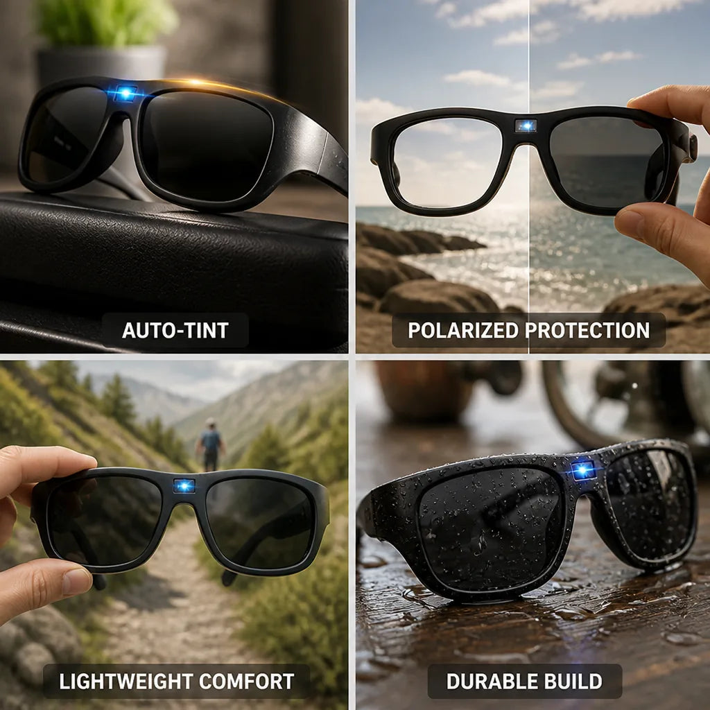 Sunglasses Photochromic Auto-Tint Polarized Lightweight