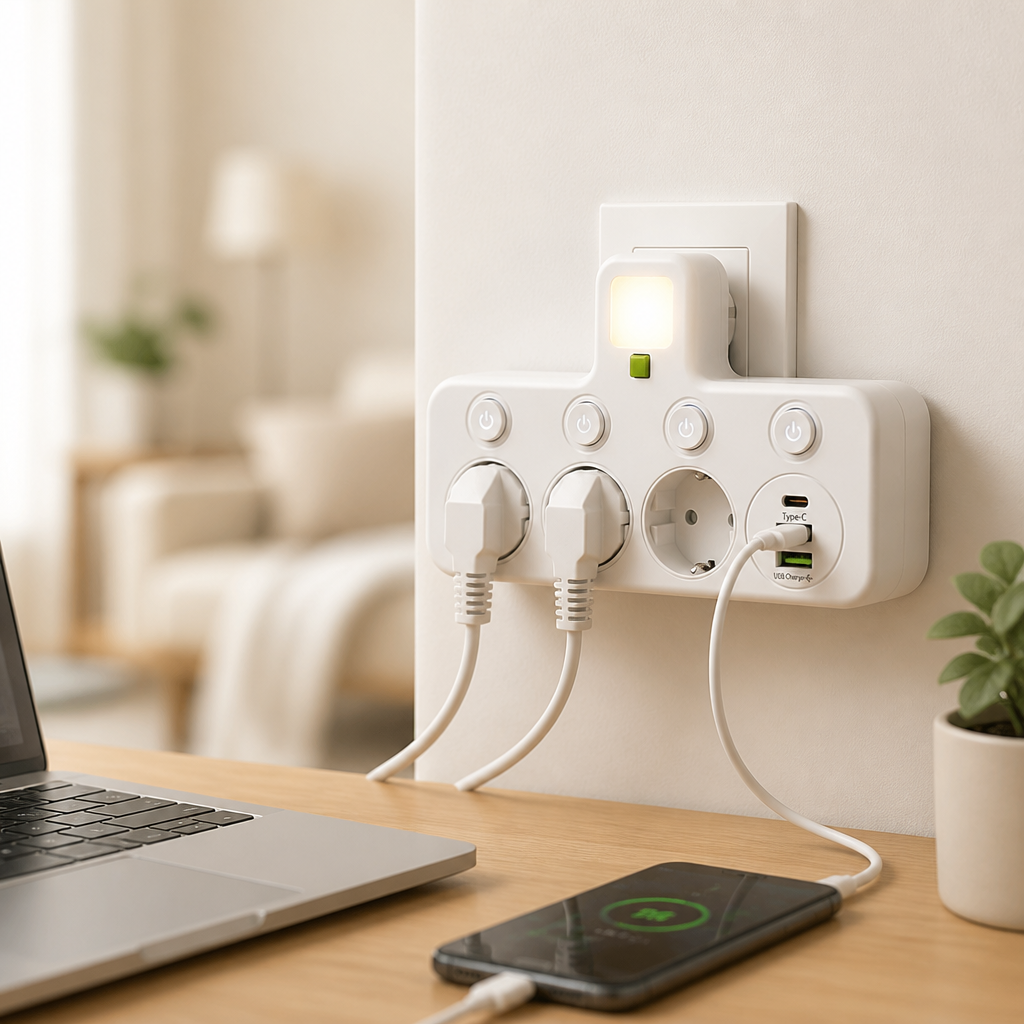 Surge-Protected USB-A & USB-C Power Strip (Night Light)