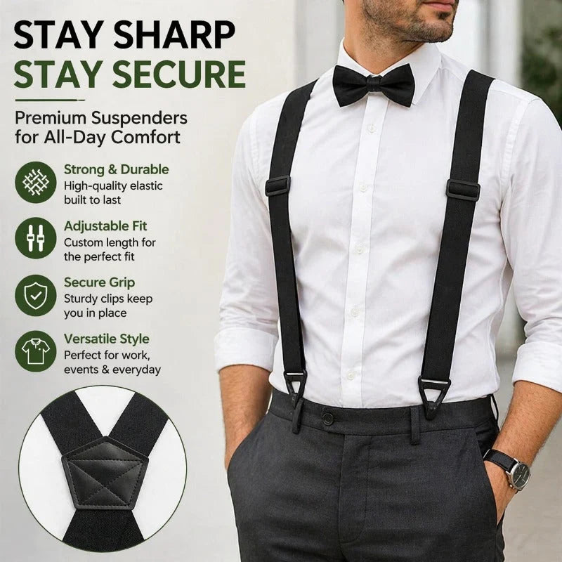 Suspenders Adjustable Elastic with Locking Carabiner Hooks
