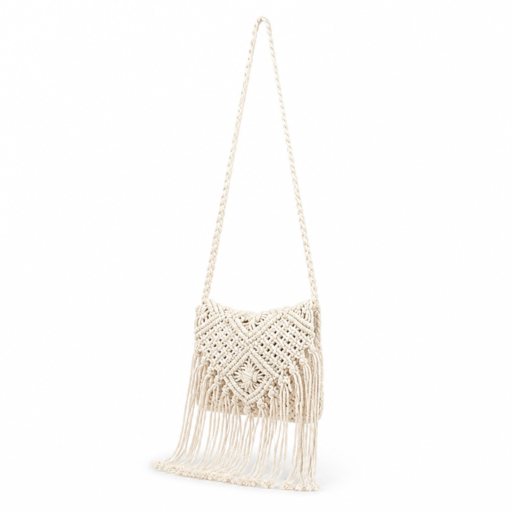 Sustainable Handcrafted Macramé Shoulder Bag (Adjustable Strap)
